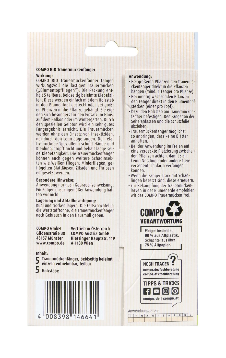 COMPO BIO Trauermückenfänger - 5 Stück 4 COMPO BIO Trauermückenfänger - 5 Stück – Bild 2