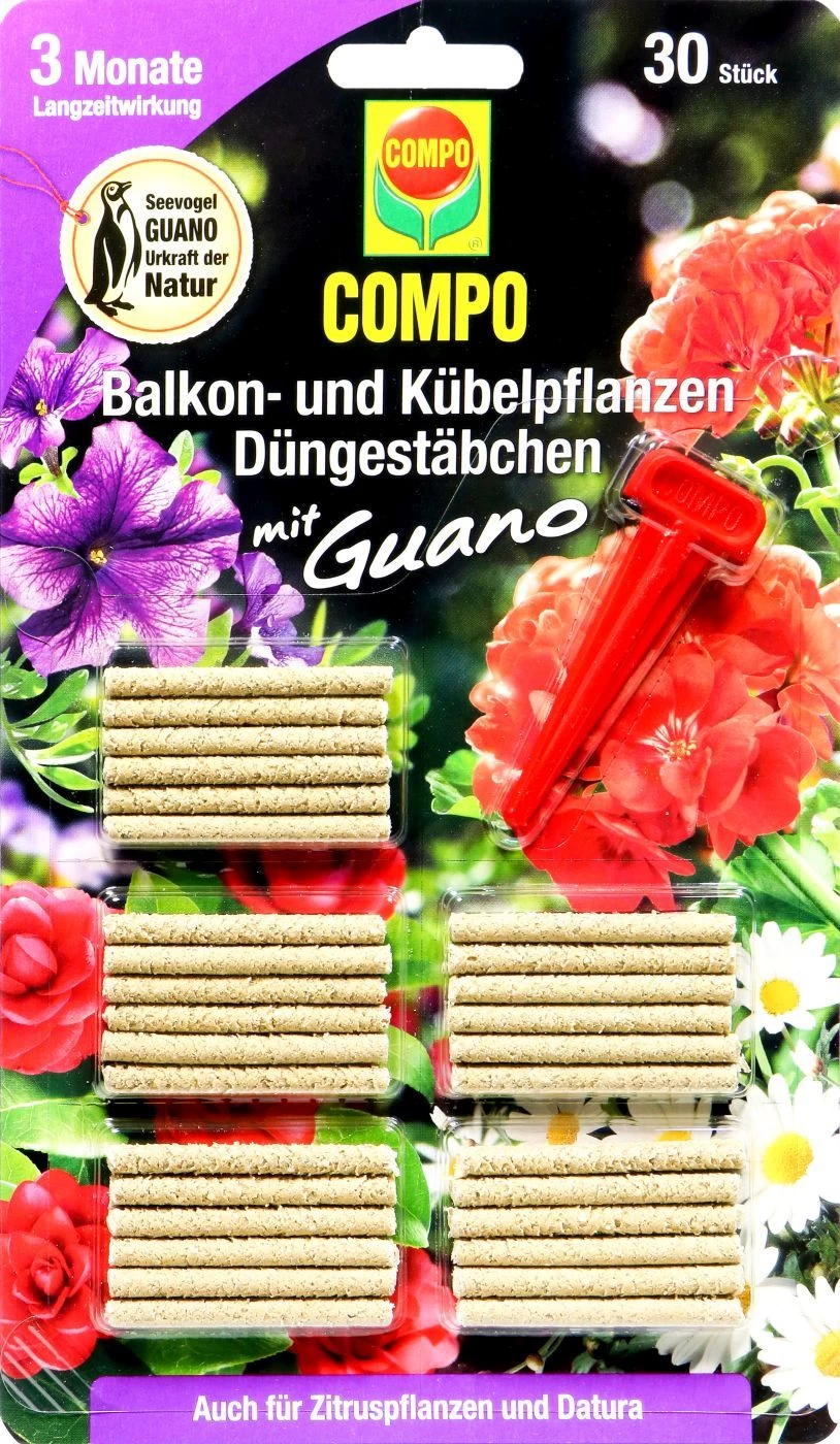 Compo Balkon- Und Kübelpflanzen Düngestäbchen Mit Guano - 30 Stück 3 Compo Balkon- Und Kübelpflanzen Düngestäbchen Mit Guano - 30 Stück