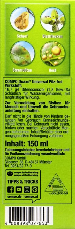 Compo Duaxo Universal Pilz-frei - 150 Ml -Blumen Verkauf Compo20Duaxo20Universal20Pilz frei 31148 L01
