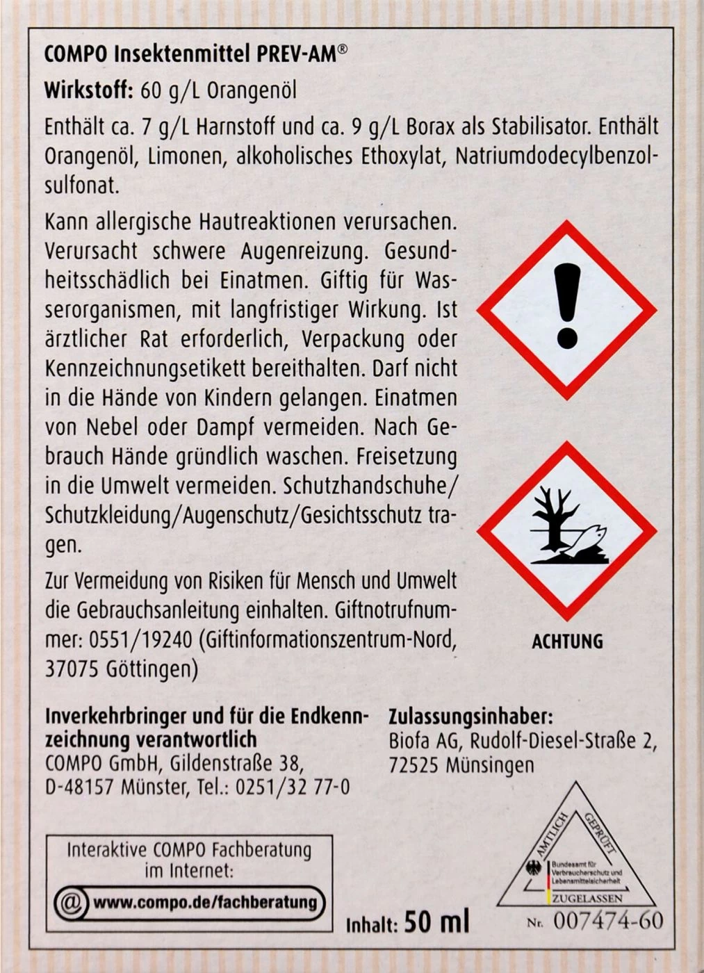 Compo Insektenmittel PREV-AM - 50 Ml 4 Compo Insektenmittel PREV-AM - 50 Ml – Bild 2