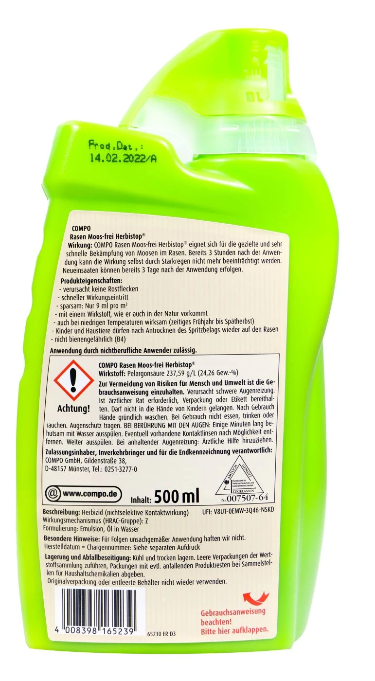 Compo Rasen Moos-frei Herbistop - 0,5 L 4 Compo Rasen Moos-frei Herbistop - 0,5 L – Bild 2