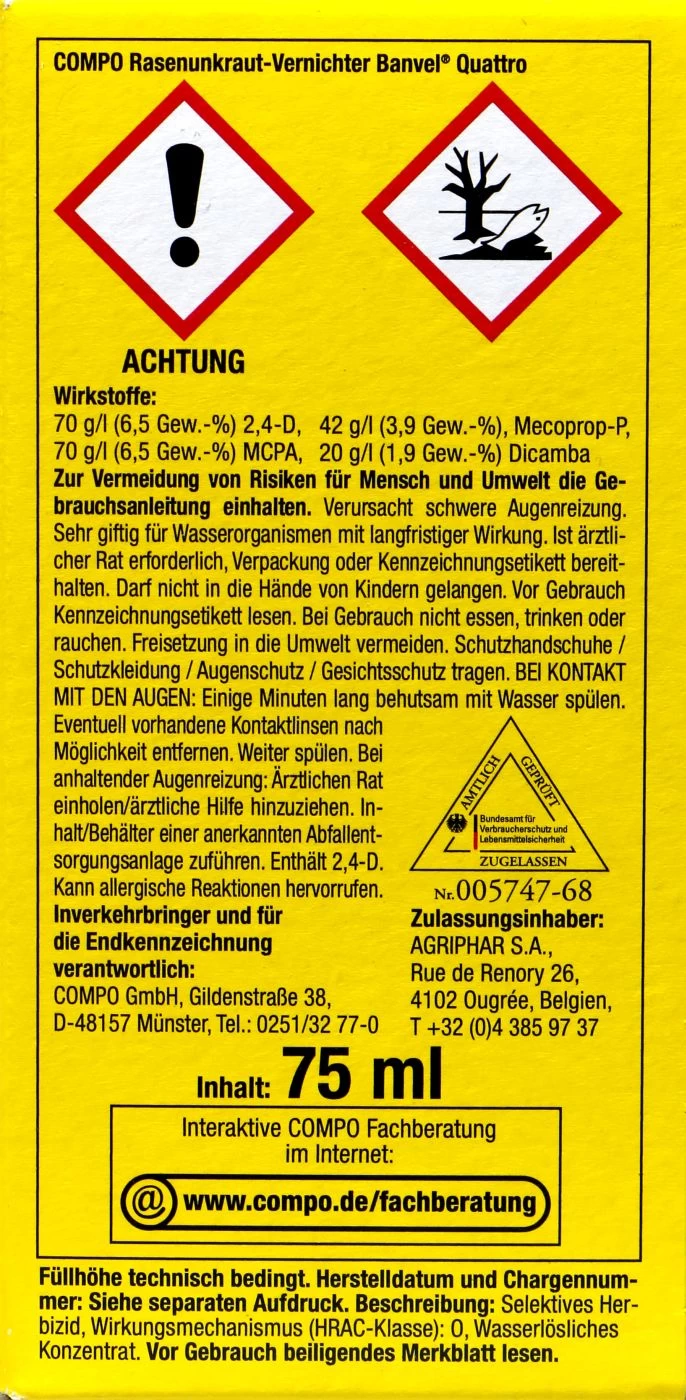 Compo Rasenunkraut-Vernichter Banvel Quattro - 75 Ml 5 Compo Rasenunkraut-Vernichter Banvel Quattro - 75 Ml – Bild 3