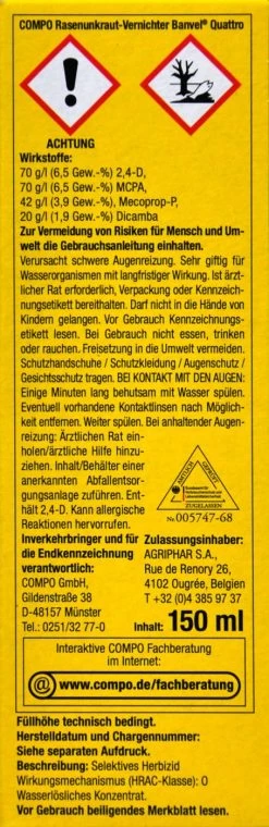 Compo Rasenunkraut-Vernichter Banvel Quattro - 150 Ml -Blumen Verkauf Compo20Rasenunkraut Vernichter20Banvel20Quattro 33421 L01