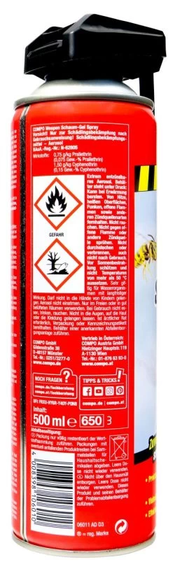 Compo Wespen Schaum-Gel Spray - 0,5 L -Blumen Verkauf Compo20Wespenspray 31726 H02