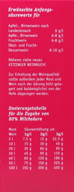 Kitzinger Milchsäure 80 % - 125 G -Blumen Verkauf Milchsaeure 15148 L01