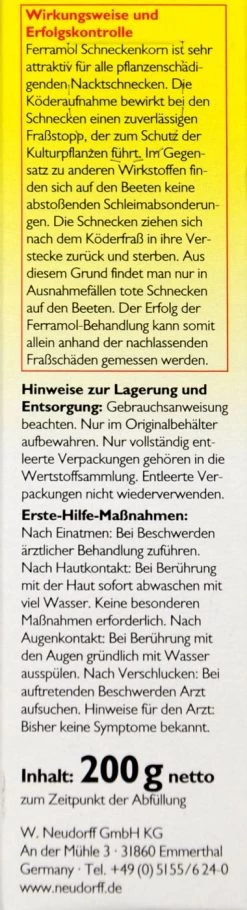 Neudorff Ferramol Schneckenkorn - 200 G -Blumen Verkauf Neudorff20Ferramol20Schneckenkorn 32716 L01